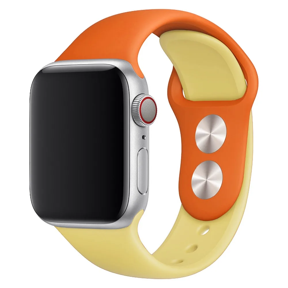 

Dual Color Silicone Sport Band for Apple Watch Band 38mm 40mm 42mm 44mm Rubber Strap For iWatch Wrist bracelet series 4 3 2 1
