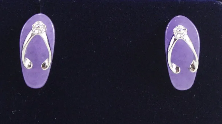 

hot sell new - Free Shipping MIni slippers-shaped Light purple Jade Earring