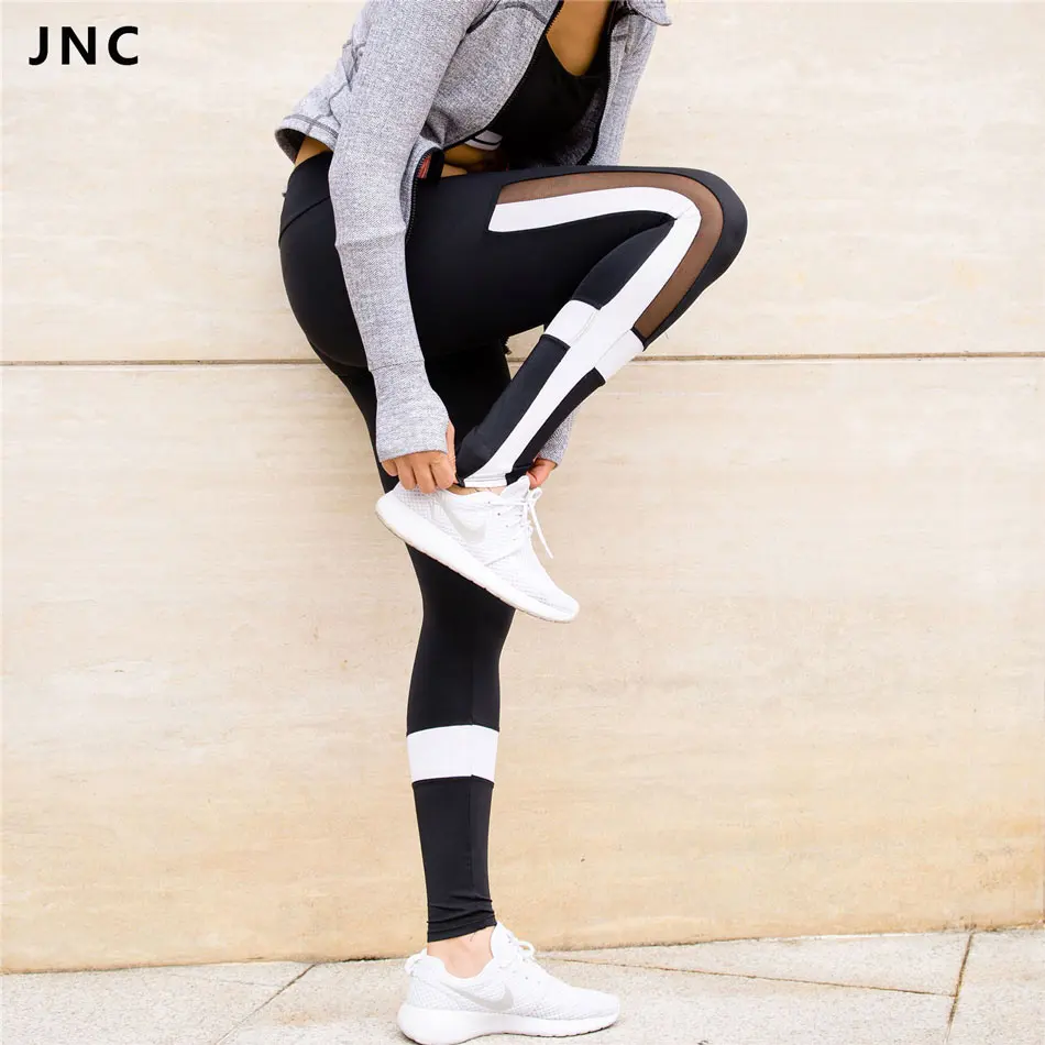 Prix pour JNC Dropshipping Femmes Noir & Blanc Couleur Contraste Sport Yoga Pants Voir À Travers Maille Vêtements D'entraînement pour les Femmes Collants Running Prix pour JNC Dropshipping Femmes Noir & Blanc Couleur Contraste Sport Yoga Pants Voir À Travers Maille Vêtements D'entraînement pour les Femmes Collants Running