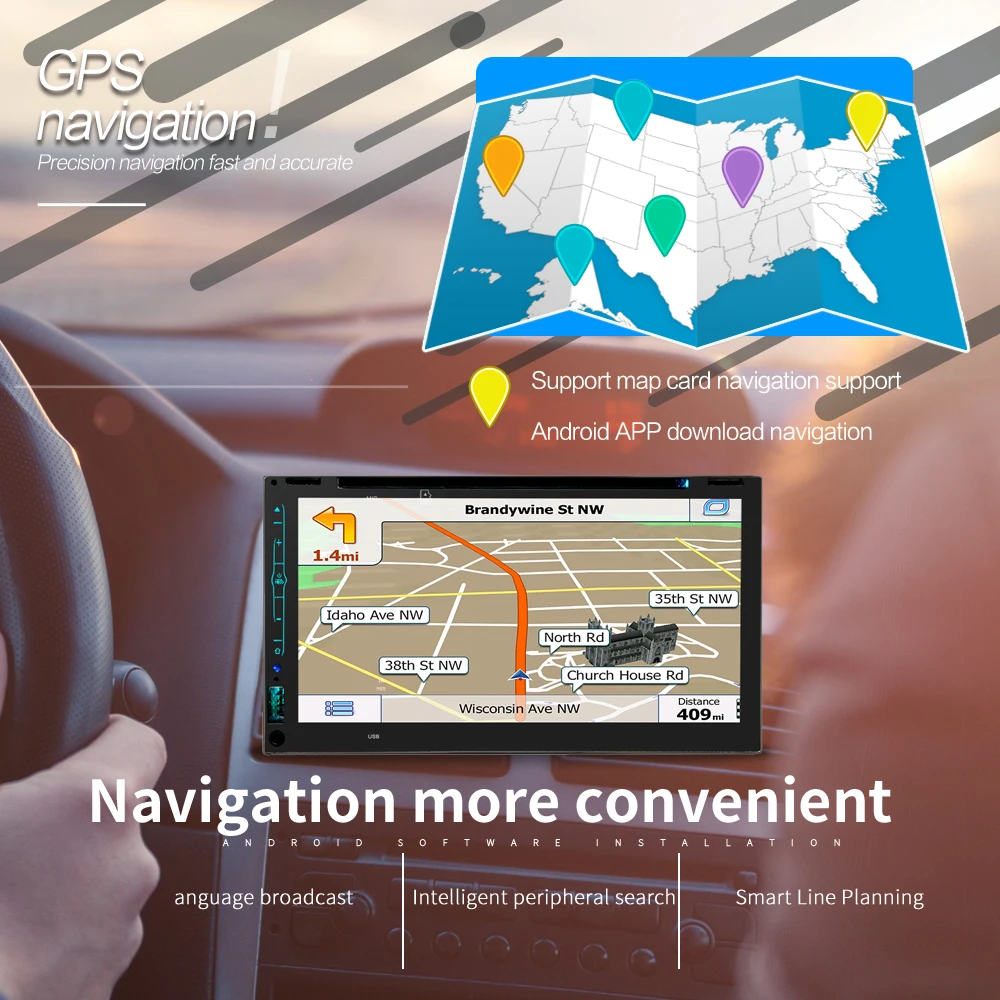 Flash Deal 2 din car digital stereo android system FM radio gps navigation video DVD Mp5 multimedia player bluetooth wifi rear view camera 2