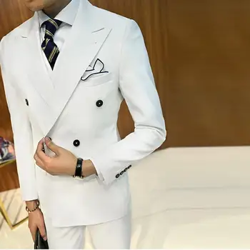 

2018 New Brand Business Suit Groom Slim Fit for Men Wedding Suit 3 Pcs(Jacket+Vest+Pants ) Blazer Men Suit Double Breasted