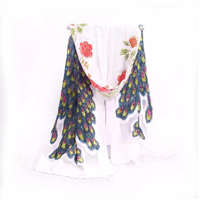 Новое поступление бордовая шаль в китайском этническом стиле с вышивкой бархат шелк ручной работы из бисера пашмины накидка шарф с принтом павлин