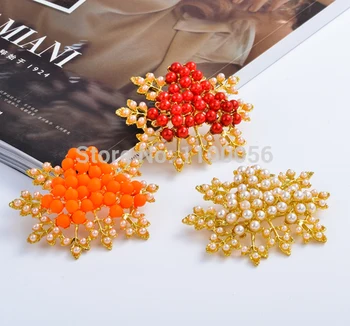 

12pcs/lot 3 Colors Fashion Quantity Accessories Rhinestone Crystal Alloy Pearl Brooches Flower Brooch Pin For Women X1398