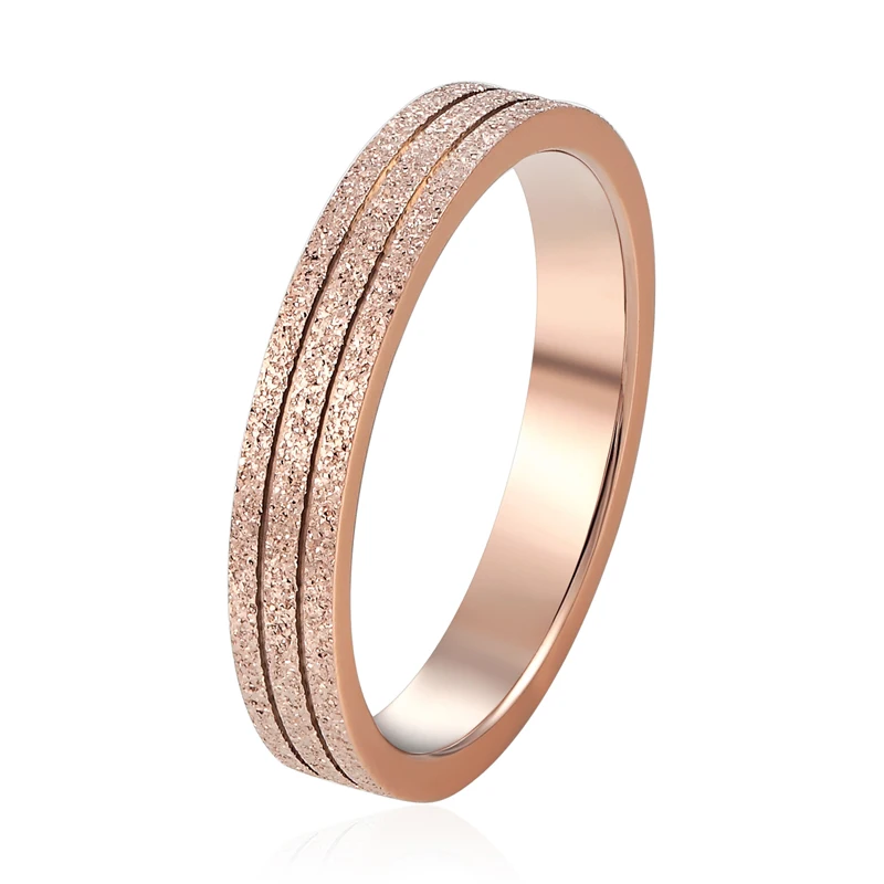 

New Double Striped Titanium Steel Scrub Woman Ring Highest quality Titanium steel Wedding Band Jewelry Ring For Woman Gift