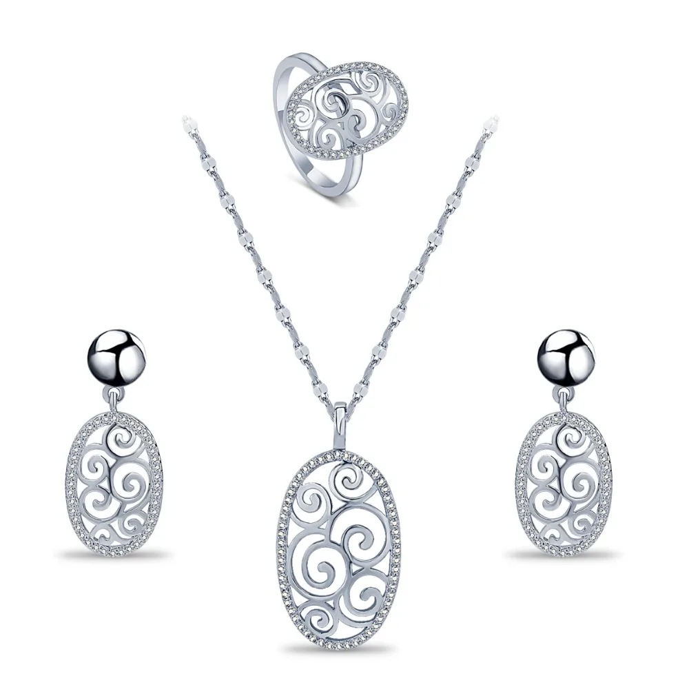 Новый нежный дизайн белый цвет Эллипсоид формы полые модные элегантные с necklace ем серьги, кольцо, ювелирные изделия набор для женщин подарок Новый нежный дизайн белый цвет Эллипсоид формы полые модные элегантные с necklace ем серьги, кольцо, ювелирные изделия набор для женщин подарок
