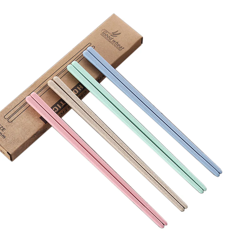 

4 Pairs Non-slip Wheat Straw Chopsticks Eco-Friendly Household Reusable Wheat Straw Chopsticks Kitchen Tableware Supply 18Oct