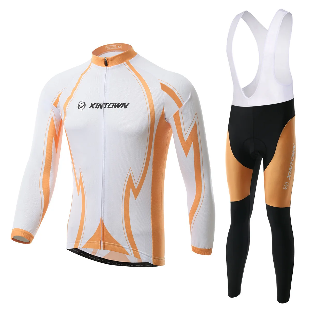 

XINTOWN Bib Jersey Sets Cycling Jersey Set Long Sleeve Mountain Bike Jersey Men Bib Shorts Set Gel Pad Cycling Bib Sets Men
