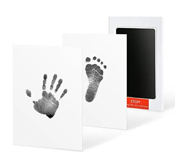 Новорожденный отпечаток руки ребенка или ноги чистые-сенсорные Чернила Pad 2 белые карты нетоксичные сувениры для вечеринки ко дню рождения Детские принадлежности для душа - Цвет: Черный