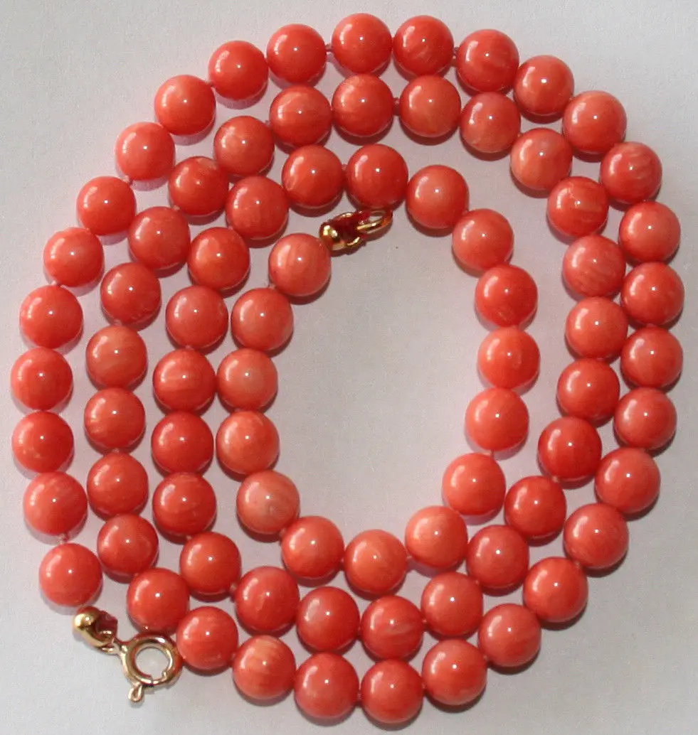 

Hot sell Noble- hot sell new - 3155 PINK SALMON CORAL Bead Gold CLASP KNOTTED NECKLACE