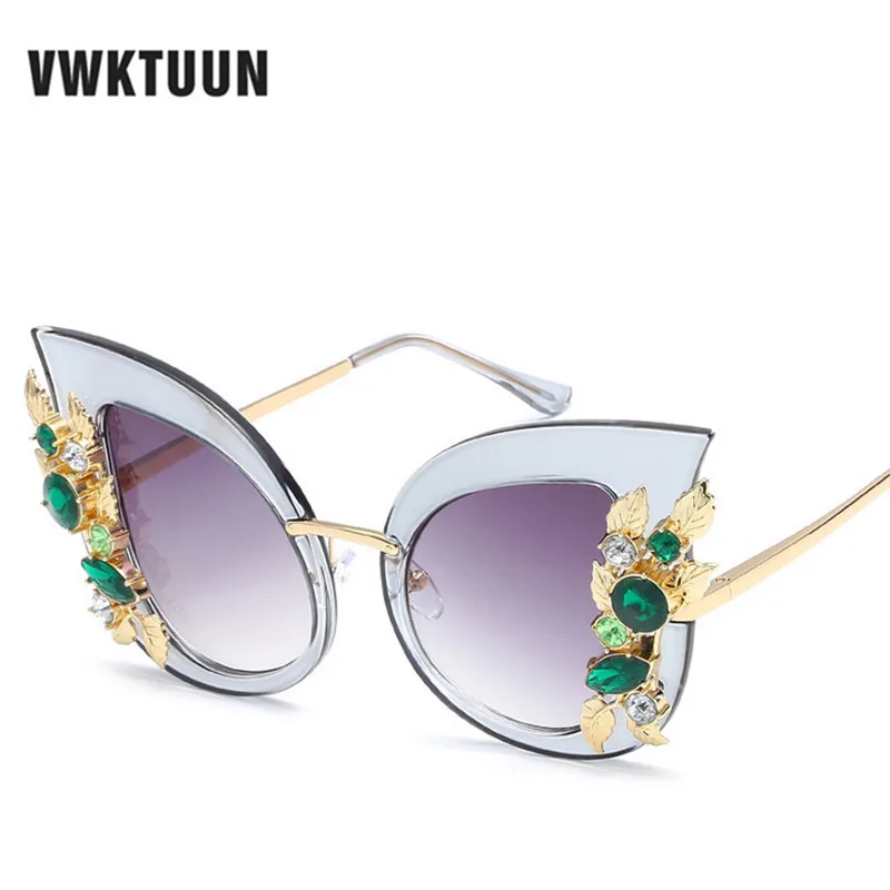 

VWKTUUN Sunglasses Women Cat Eye Shades Oversized Eyewear Crystal Frame Sun glasses For Women Sun UV400 Protection Sunglass
