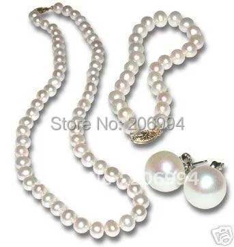 Free Shipping Women S 7 8mm White Pearl Necklace Bracelet Earrings Free Shipping Women S 7 8mm White Pearl Necklace Bracelet Earrings Set Freshwater