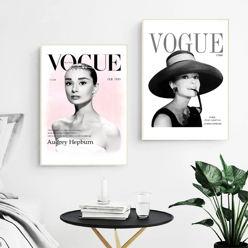 AUDREY HEPBURN VOGUE COVER FASHION ART PRINTS SET OF 3 VOGUE PRINTS