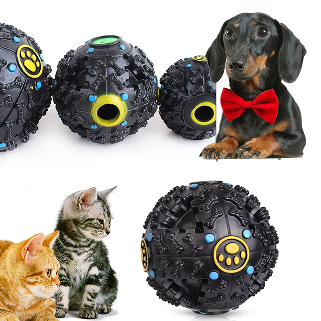 Interactive Balls Dog Toys Pet Dog Treat Trainning Chew Sound Food