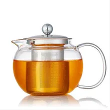 Термостойкий утолщенный стеклянный чайник с фильтром из нержавеющей стали 650CC/960CC/1300CC большой емкости