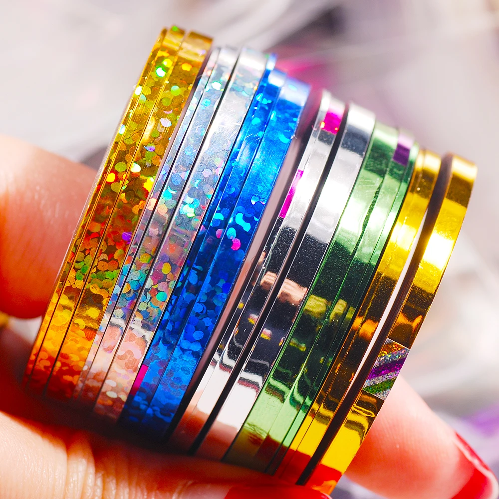 3 Rolls/bag 1MM 2MM 3MM Mixed size Glitter Rolls Striping Tape Line Nail Art Tips Decoration Sticker Decals Tools nail stickers nail art tools nail art decoration nail decals