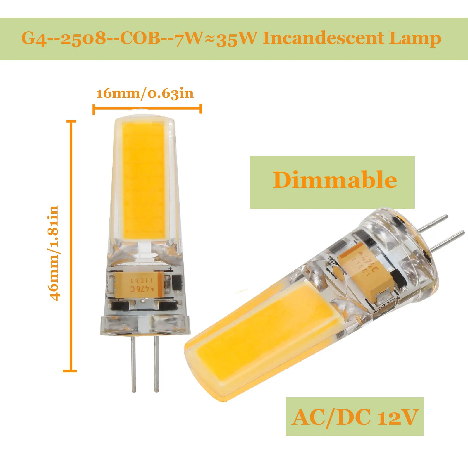 5 шт./лот светодиодные лампы Bombillas с регулируемой яркостью G9 G4 E14 220V 7W Лампада AC DC 12V