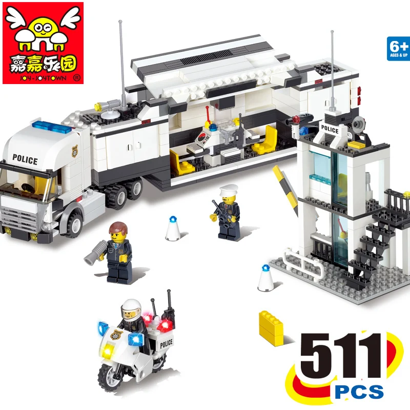

511pcs christmas new Hot large 3D DIY building block sets enlighten brick toys Police command vehicle building Toys