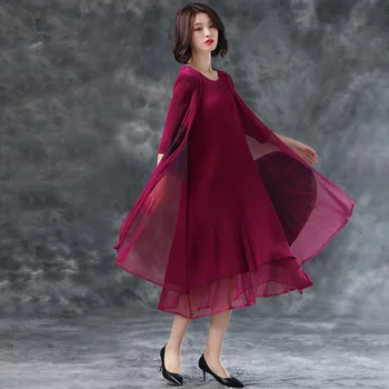 

Fashion Ladies Dress Miyake Pleats Fake Two Pieces Dresses