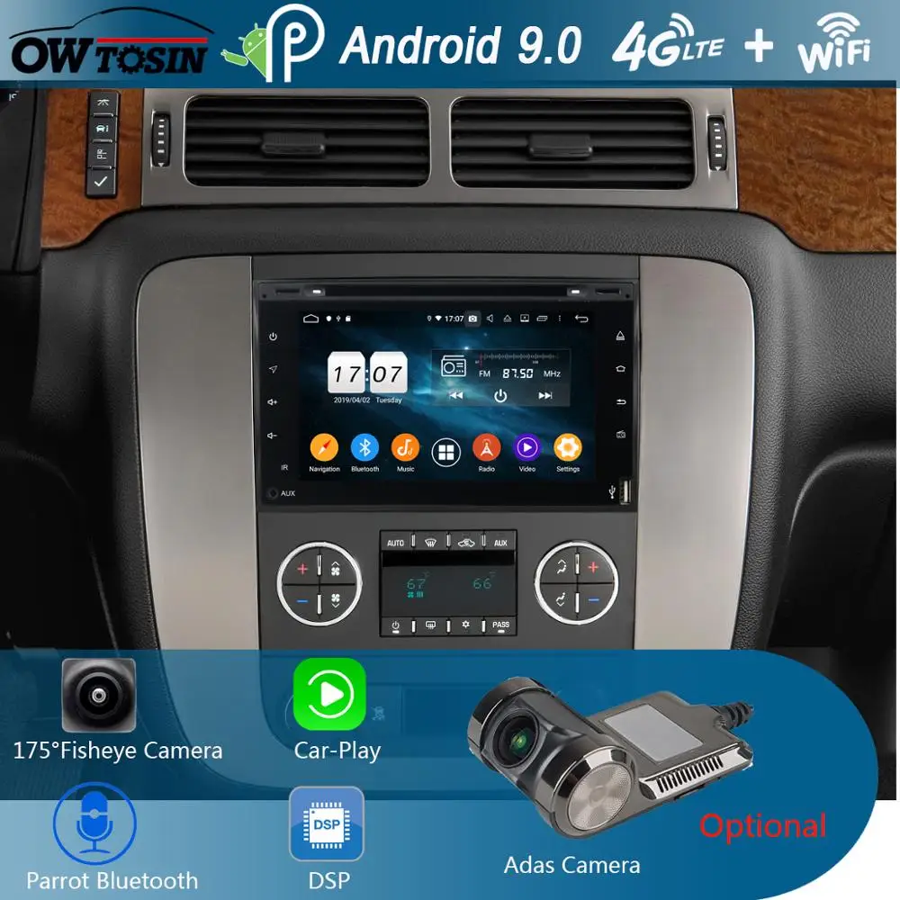 7 &quotIPS 1024*600 8Core 4G + 64G Android 9 0 автомобильный dvd плеер для GMC Yukon Sierra Tahoe передняя фара