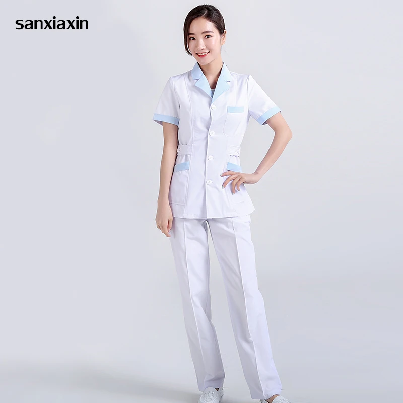 

new Medical nursing scrubs lab coat hospital Short sleeve work uniforms surgery beauty salon uniform pharmacy womens scrub sets