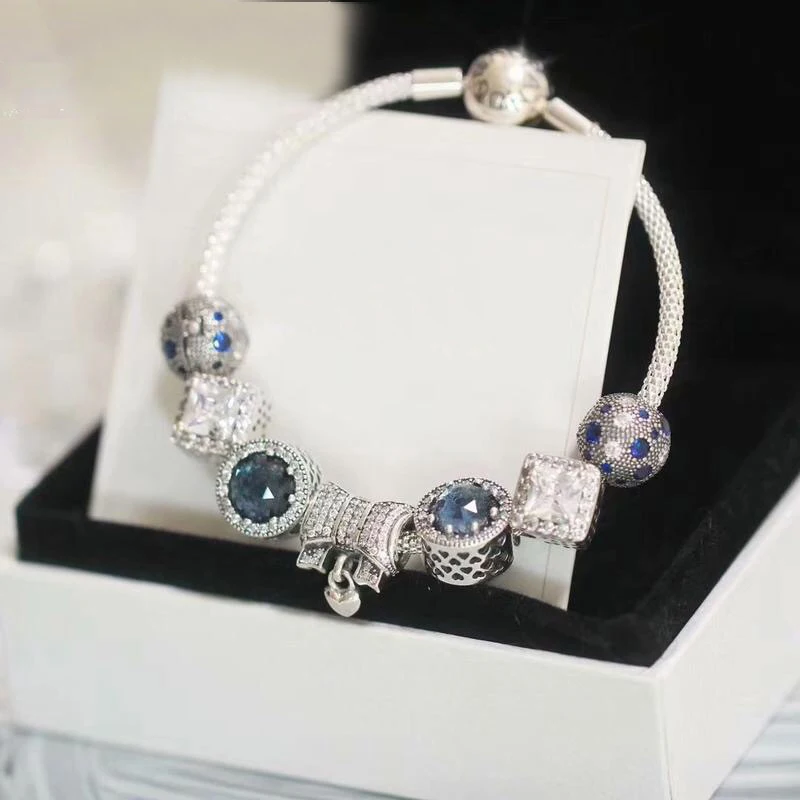 

Fits Jewelry Glamour DIY Fem Jewelry Gift Finished Bracelet 925 Sterling Silver Cat Eye Beads Bracelet