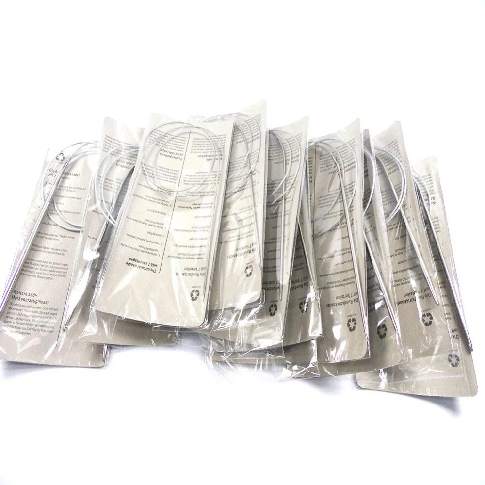 

11pcs/set 80cm Length Durable Stainless Circular Needle Aluminum Head Knitting Needlework Kits Ring Needle Sets 6#-16# DIY Tool