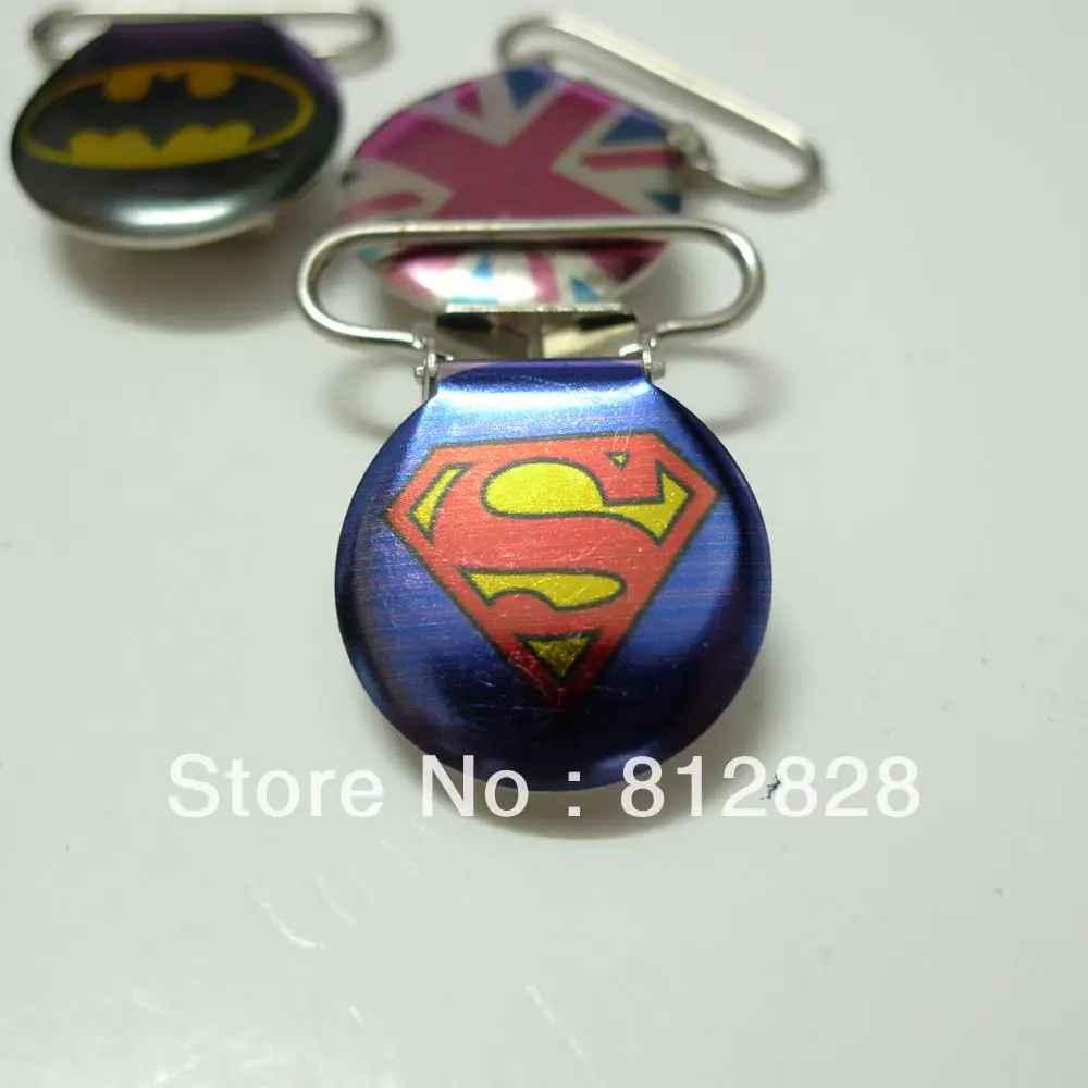 

25pcs 1'' 25mm Superman Enamel Painted Colored Pacifier Clips