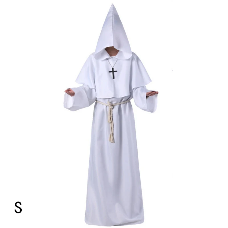 

Halloween Monk Hooded Robe Medieval Renaissance Priest Men Robe Clothes Comic Con Party Decorations Cosplay Costume