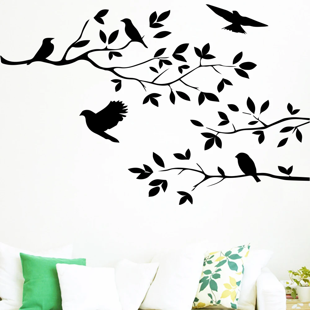 

Free Shipping Tree Bird Removable Vinyl Wall Sticker Decals For Bedroom Kids Room Decoration Decor Stickers Murals
