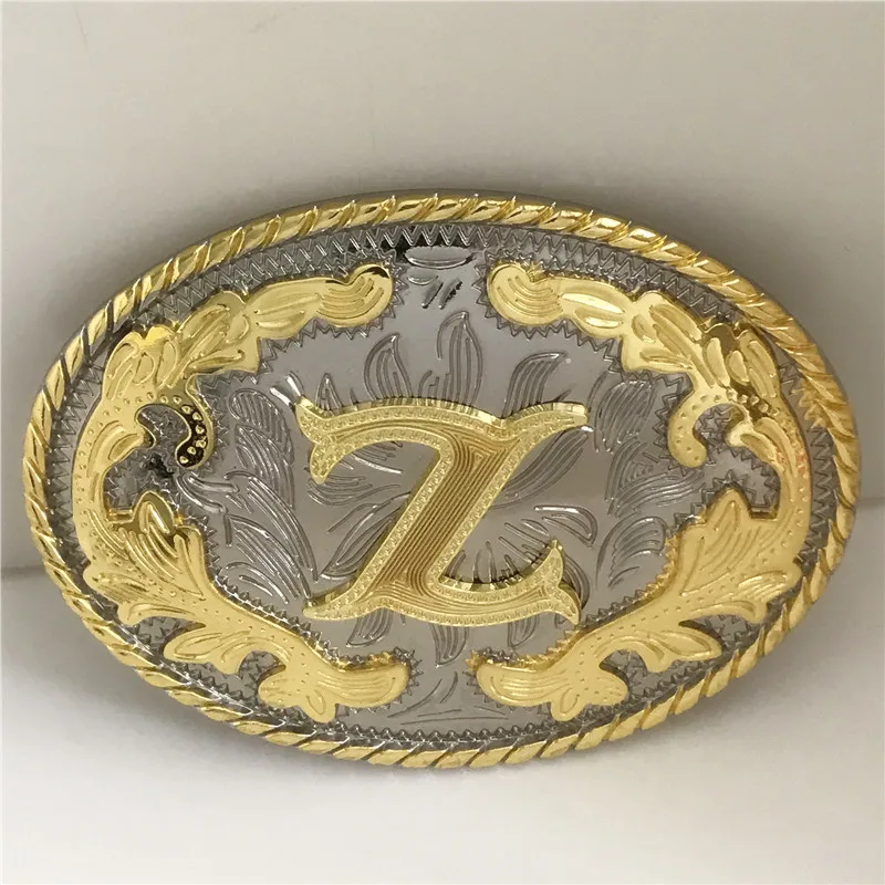 Retail New Style Oval Lace Golden Z Initial Letter Men Belt Buckle With