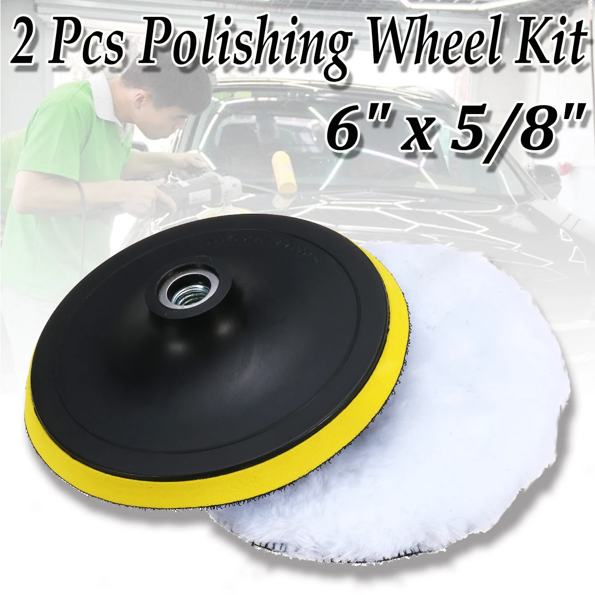 2Pcs 6" x 5/8" Polishing Wheel Backing Pad Set Car Buffing Polishing