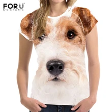FORUDESIGNS/Забавные 3D Фокстерьер с собачкой для девочек, футболки с круглым вырезом, модные брендовые летние короткие футболки, женская футболка с животным дизайном, большие размеры