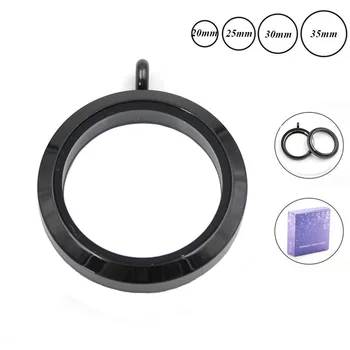 

Wholesale 20mm 25mm 30mm 35mm round black twist 316L Stainless steel floating locket pendant for plain face