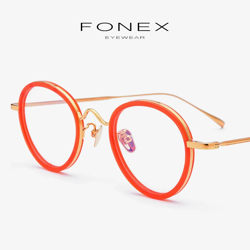 

Acetate B Pure Titanium Eyeglasses Frame Men Women Vintage Round Prescription Myopia Optical Glasses Frames Korean Eyewear 9217