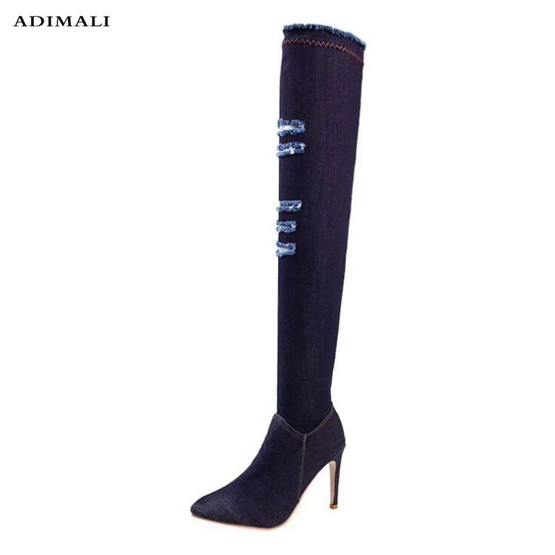 

Sexy High Heels Thigh High Boots Shoes Women Winter Snow Shoes Woman Over The Knee Boots Loose Comfortable Winter Long boots