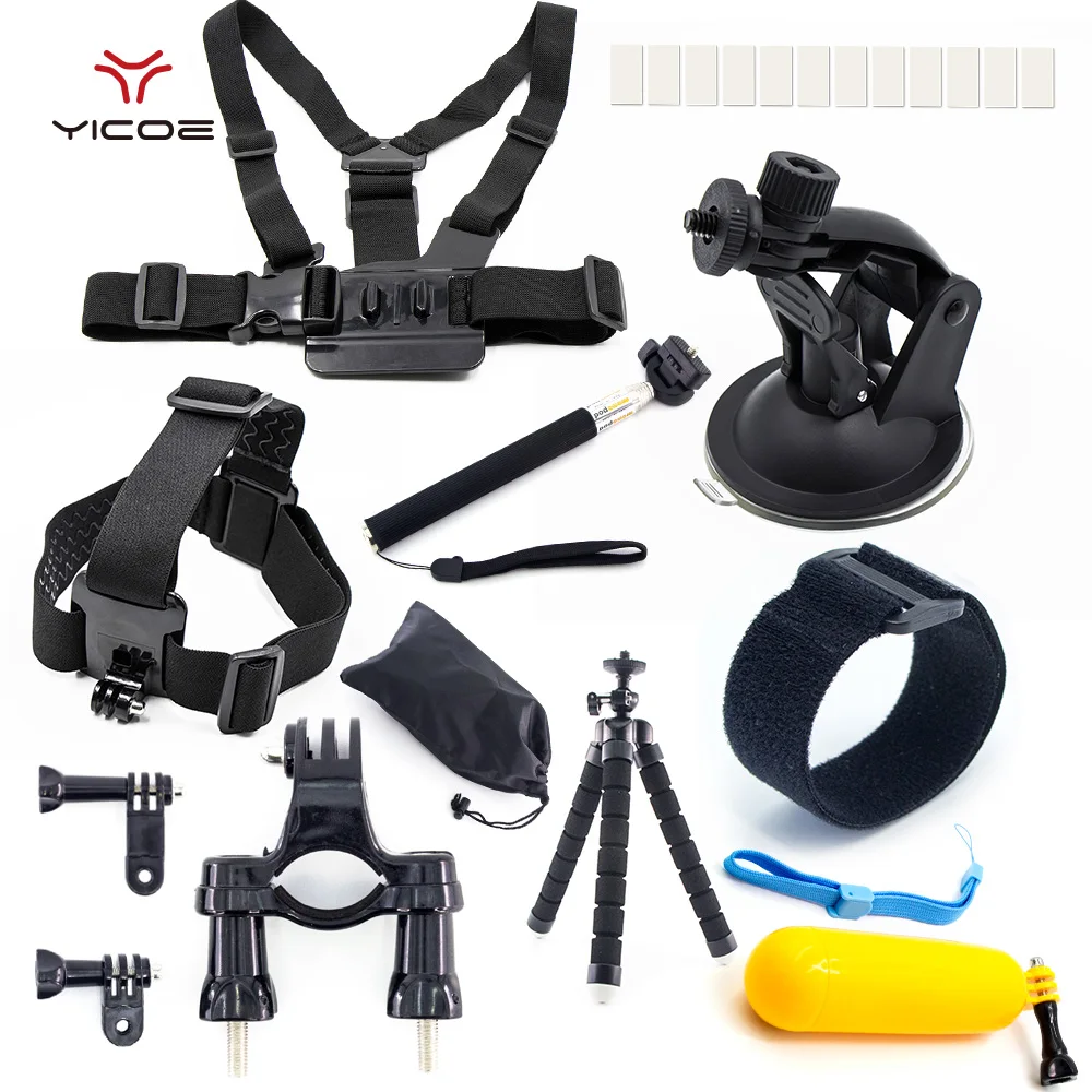 Koop Stick Mount Monopod Statief voor Gopro Hero 6 5 4 3 xiaomi yi Gaan Pro Sessie SJCAM SJ4000 Mijia yi 4 k Sport Camera Accessoires Kit