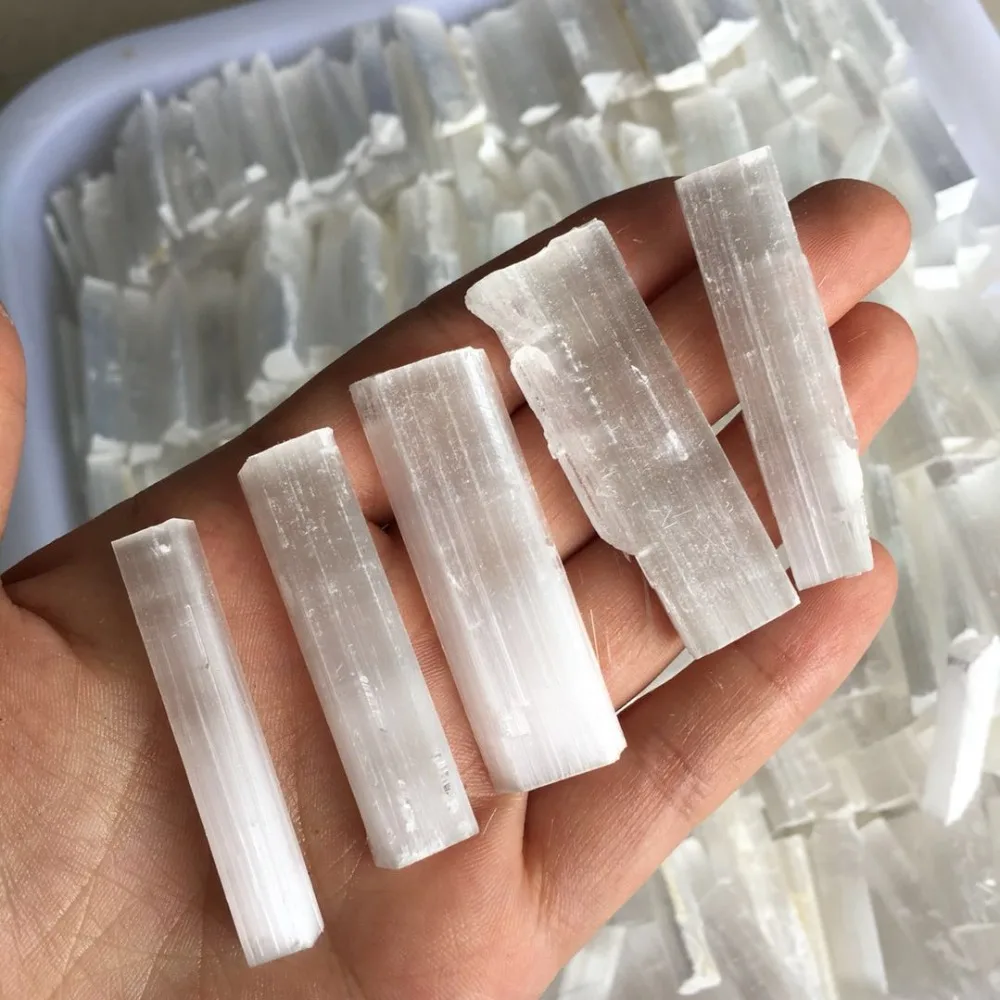 New arrive Selenite Small Sticks Wands 5 pcs Bulk Reiki Chakra Healing Selenite natural stones and minerals for Air Cleaning
