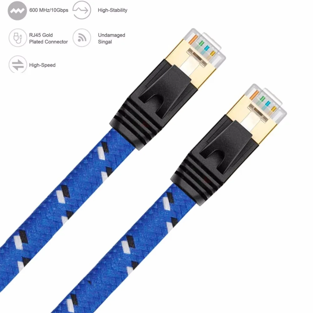 Соединительный плоский сетевой Ethernet кабель CAT7 RJ45 2/3/5/10/20 м 0 5/1/1 5 м|cable cat7|cat7 rj45cable for