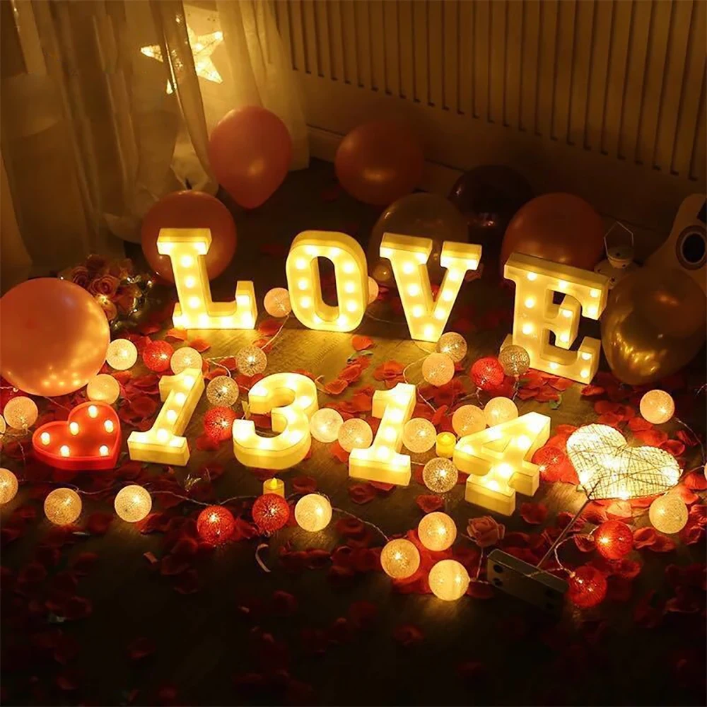 

New 22CM 3D 26 White Letter LED Marquee Sign Alphabet Light Indoor Wall Hanging Night Light Bedroom Wedding Birthday Party Decor
