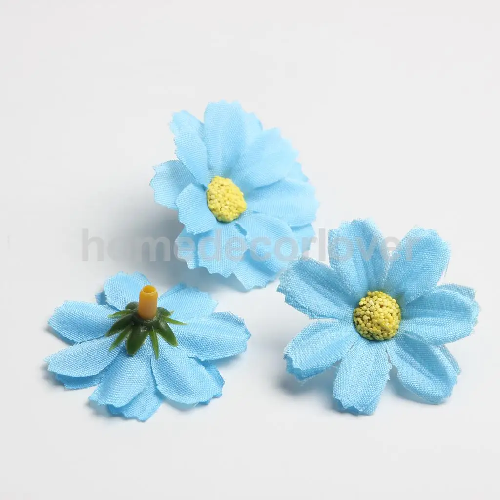 50pcs 4cm Silk Flower Daisies Flower Heads for Wedding/Car/Spring/Home/Garden Decoration Wreath DIY Floral Arts and Crafts