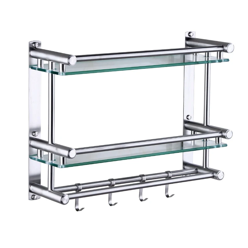 Полка для ванной Sus304 нержавеющая сталь серебро гладкое зеркало стеклянная Полка для полотенец Полка для шампуня набор оборудования для ванной комнаты - Цвет: 40cm