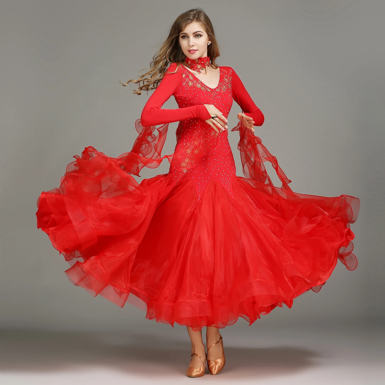 

2018 NEW Modern Dance Costume Women Lady Adult Waltzing Tango Dancing Dress Ballroom Costume Evening Party Dress