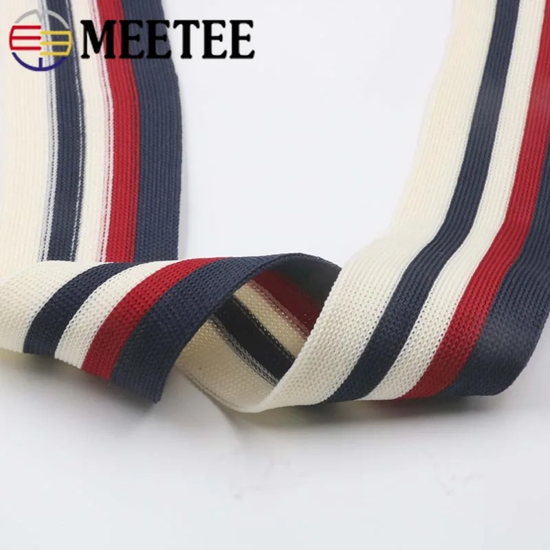 

Meetee 23meters 30/35/40mm Width Stripe Bands Knit Webbing Sewing DIY Crafts for Clothing Waist Belt Jacket Accessory RD205