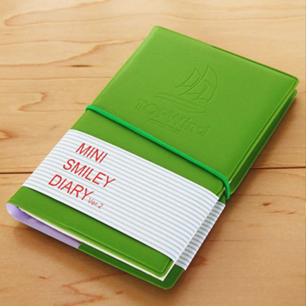 

Mini Smiley Diary Notebook Memo Book leather Note Pads Stationery Pocketbook