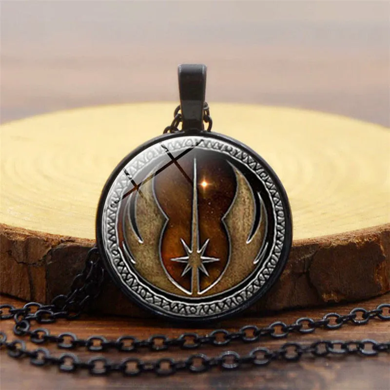 

New Star Wars Necklace Vintage Punk Jedi Order Necklace Inspired Jewelry For Men Glass Dome Pendant Necklaces for women gift