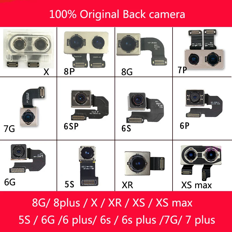 100% Original with LOGO For iphone 5S 6 6s 7 8 plus x XR XS max 11 pro Back Camera Rear Main Lens Flex cable Replacement parts 100% Original with LOGO For iphone 5S 6 6s 7 8 plus x XR XS max 11 pro Back Camera Rear Main Lens Flex cable Replacement parts