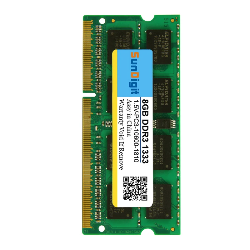 Высококачественная память SunDigit для ноутбука DDR3 1333 МГц 8 ГБ 4 ГБ 2 ГБ для ноутбука Sodimm Memoria Совместимость с DDR 3 1066 МГц 4 Гб