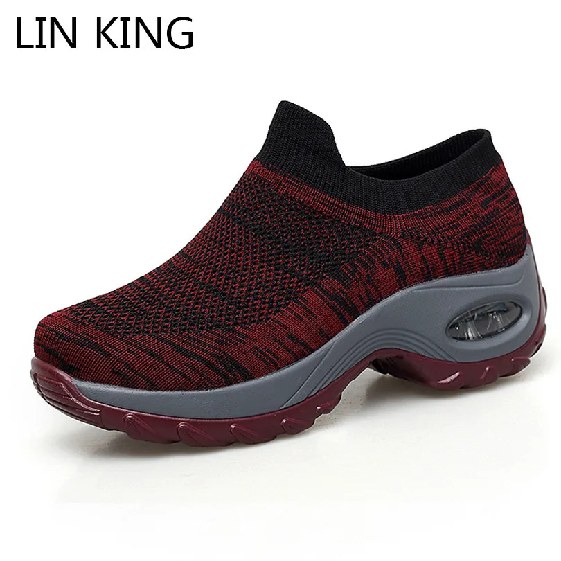 

LIN KING New Plus Size Women Casual Shoes Fashion Slim Height Increase Shoes Breathable Mesh Lightweight Ladies Outdoor Sneakers