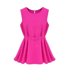 Summer Women Sleeveless Off The Shoulder Solid Chiffon Belt A-line Mini Dress