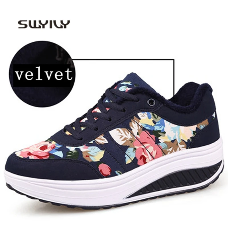 SWYIVY Women Winter Snow Boots Toning Shoes Platform Non-slip 2018 New Warm Plus Velvet Female Swing Sneakers Light Weight